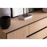 Jaxon Wide Sideboard with HPL Oak Finish & Black Metal Frame Jaxon Wide Sideboard with HPL Oak Finish & Black Metal Frame