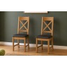 Salisbury Waxed Premium Oak Cross Back Dining Chair With Pu Seat (Pair) - Self Assembly Salisbury Waxed Premium Oak Cross Back Dining Chair With Pu Seat (Pair) - Self Assembly