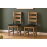 Salisbury Waxed Premium Oak Slatted Dining Chair With Pu Seat (Pair) - Self Assembly