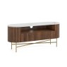 Harvard Reeded Mango Wood Small Media TV Stand with Marble Top Harvard Reeded Mango Wood Small Media TV Stand with Marble Top