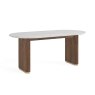 Harvard Reeded Mango Wood Oval Dining Table with Marble Top Harvard Reeded Mango Wood Oval Dining Table with Marble Top