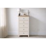 Modern Country Painted Oak Coconut White 5 Drawer Tall Chest of Drawers