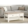 Modern Country Painted Oak Coconut White Coffee Table with Shelf Modern Country Painted Oak Coconut White Coffee Table with Shelf