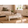 Modern Country Painted Oak Coconut White Coffee Table with Drawer