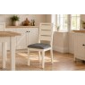 Modern Country Painted Oak Coconut White Dining Chair with Boucle Grey Seat (Pair)