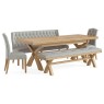 Normandy Chunky Country Oak Button Back Dining Sofa Bench in Grey