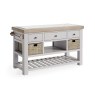 Salcombe Painted Oak Stone Grey Large Kitchen Island