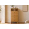 Soho Natural Oak Slatted Tallboy Chest of Drawers