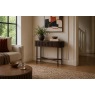 Soho Brown Oak Slatted Oval Console Table Soho Brown Oak Slatted Oval Console Table
