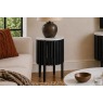 Soho Black Oak Slatted Story Side Table with Marble Top