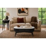 Soho Black Oak Slatted Oval Coffee Table with Marble Top