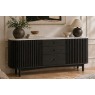 Soho Black Oak Slatted Sideboard with Drawers & Marble Top