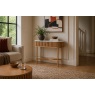 Soho Natural Oak Slatted Oval Console Table with Marble Top Soho Natural Oak Slatted Oval Console Table with Marble Top