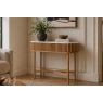Soho Natural Oak Slatted Oval Console Table with Marble Top Soho Natural Oak Slatted Oval Console Table with Marble Top