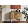 Soho Natural Oak Slatted Small Sideboard with Marble Top