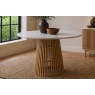 Soho Natural Oak Slatted Round Dining Table with Marble Top