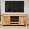 Largo Rustic Solid Oak Large TV Unit with Wood Doors Largo Rustic Solid Oak Large TV Unit with Wood Doors