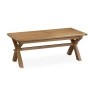 Tewkesbury Smoked Oak Cross-Leg 200-250cm Ext Dining Table Set with x6 Cross Back Chairs & Bench Tewkesbury Smoked Oak Cross-Leg 200-250cm Ext Dining Table Set with x6 Cross Back Chairs & Bench