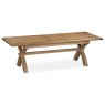 Tewkesbury Smoked Oak Cross-Leg 200-250cm Ext Dining Table Set with x6 Slat Back Chairs & Bench Tewkesbury Smoked Oak Cross-Leg 200-250cm Ext Dining Table Set with x6 Slat Back Chairs & Bench