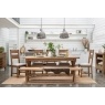 Tewkesbury Smoked Oak Cross-Leg 200-250cm Ext Dining Table Set with x6 Slat Back Chairs & Bench Tewkesbury Smoked Oak Cross-Leg 200-250cm Ext Dining Table Set with x6 Slat Back Chairs & Bench