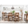 Tewkesbury Smoked Oak Cross-Leg 200-250cm Ext Dining Table Set with x6 Cross Back Chairs