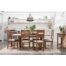 Tewkesbury Smoked Oak Cross-Leg 200-250cm Ext Dining Table Set with x6 Slat Back Chairs