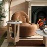 Portobello Oak Round Side Table with Travertine Top Portobello Oak Round Side Table with Travertine Top