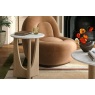 Portobello Oak Round Side Table with Travertine Top