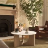 Portobello Oak Round Coffee Table with Travertine Top Portobello Oak Round Coffee Table with Travertine Top