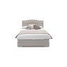 Mabel Wooden Bed Frame with Buttoned Upholstered Headboard in Painted Taupe Finish Mabel Wooden Bed Frame with Buttoned Upholstered Headboard in Painted Taupe Finish