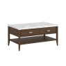 Florence Walnut Stained Oak Storage Coffee Table with Marble Top Florence Walnut Stained Oak Storage Coffee Table with Marble Top