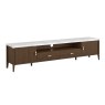 Florence Walnut Stained Oak 210cm Large TV Unit with Marble Top Florence Walnut Stained Oak 210cm Large TV Unit with Marble Top