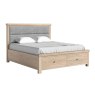 Normandy White Wash Storage Bedframe with Grey Fabric Headboard Normandy White Wash Storage Bedframe with Grey Fabric Headboard