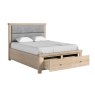Normandy White Wash Storage Bedframe with Grey Fabric Headboard Normandy White Wash Storage Bedframe with Grey Fabric Headboard