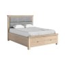 Normandy White Wash Storage Bedframe with Grey Fabric Headboard Normandy White Wash Storage Bedframe with Grey Fabric Headboard