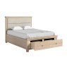 Normandy White Wash Storage Bedframe with Cream Herringbone Headboard Normandy White Wash Storage Bedframe with Cream Herringbone Headboard