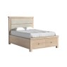 Normandy White Wash Storage Bedframe with Cream Herringbone Headboard Normandy White Wash Storage Bedframe with Cream Herringbone Headboard